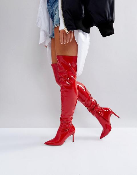 Asos - Kindy - Spitze Overknee-stiefel - Rot