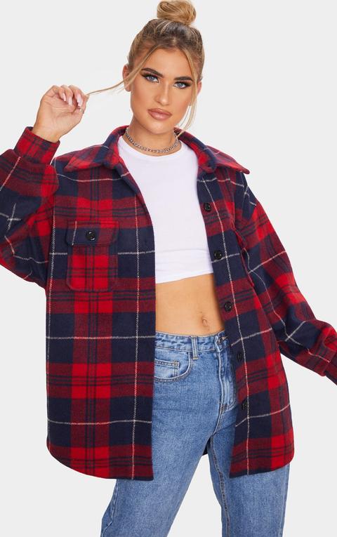 Navy Check Oversized Shacket