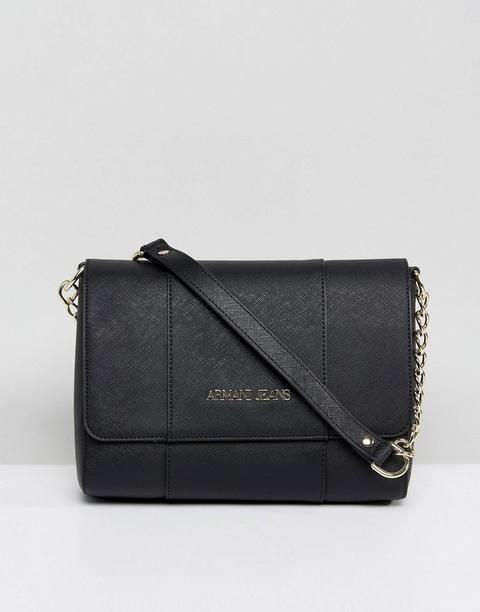 Armani Jeans - Borsa A Tracolla A Pannelli Nera Con Tracolla A Catena - Nero
