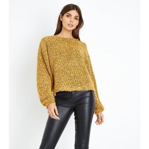 Mustard Tweed Balloon Sleeve Jumper