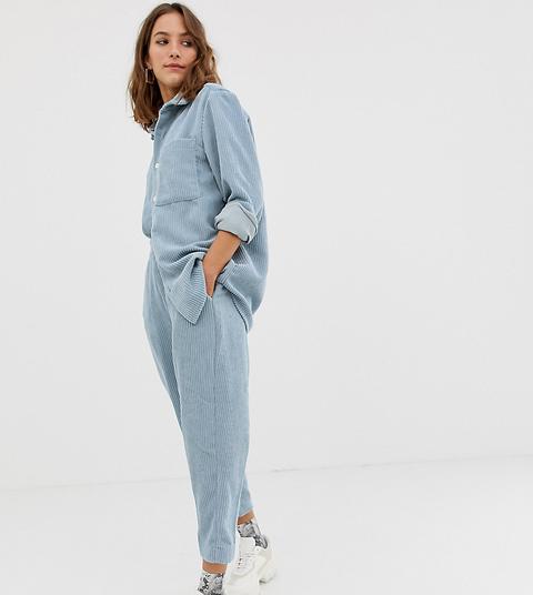 Asos Made In Kenya - Pantalon Ample Confortable En Velours Côtelé-bleu
