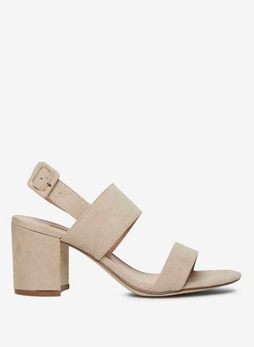 Womens Taupe 'sadie' Block Heel Sandals- White, White