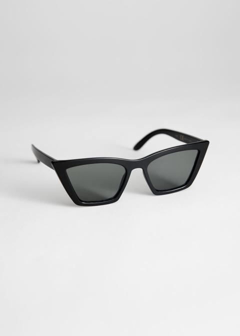 Angular Cat Eye Sunglasses - Black