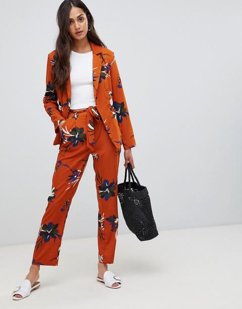 Parisian - Pantaloni A Fiori Con Fondo Ampio - Arancione