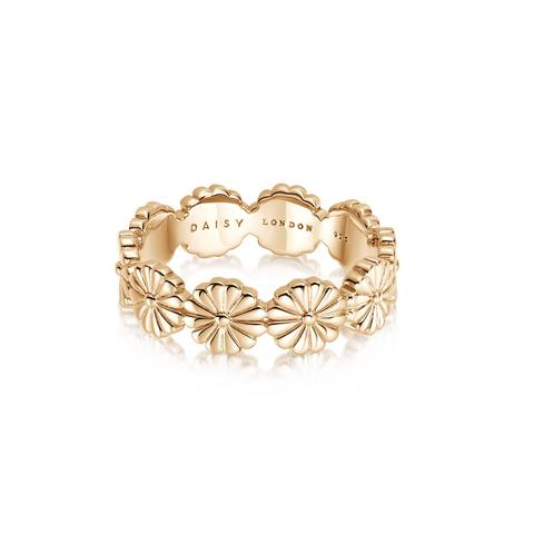 Daisy Bloom Crown Band Ring 18ct Gold Plate