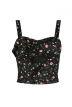 Top Bustier Nero A Fiori E Volant