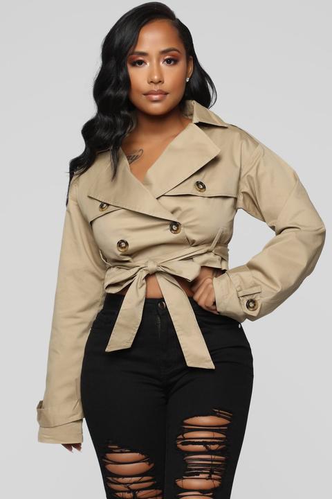 Kylie Cropped Trench Jacket Sand From, Fashion Nova Trench Coats