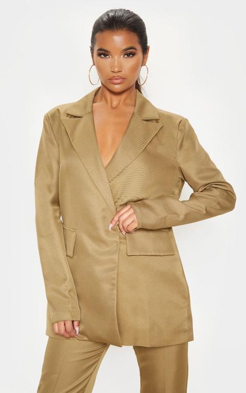 Olive Oversized Woven Blazer