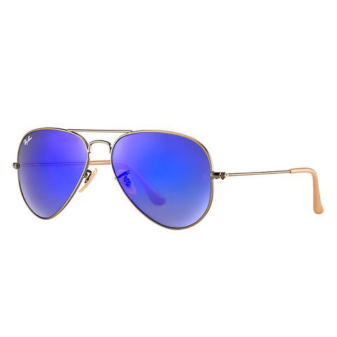 Aviator Flash Lenses Unisex Sunglasses Lentes: Azul, Montura: Bronce