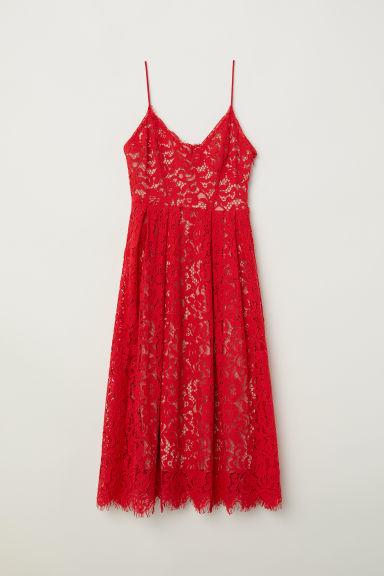 H & M - Abito In Pizzo - Rosso