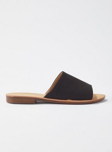 Womens Elise Black Flat Mule Sandals, Black