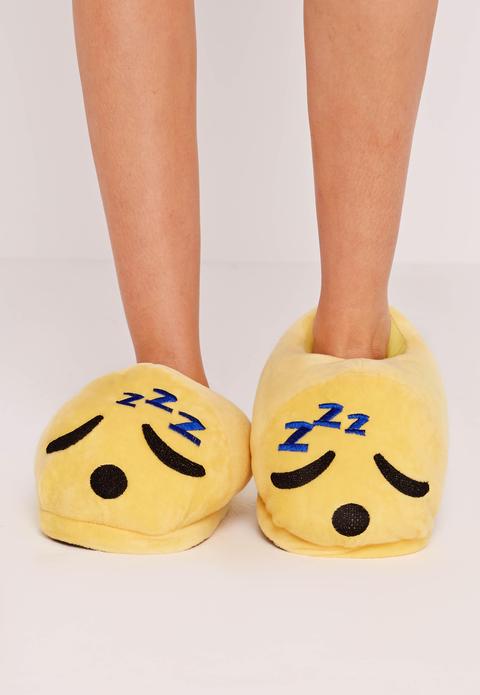 Yellow Sleepy Emoji Slippers