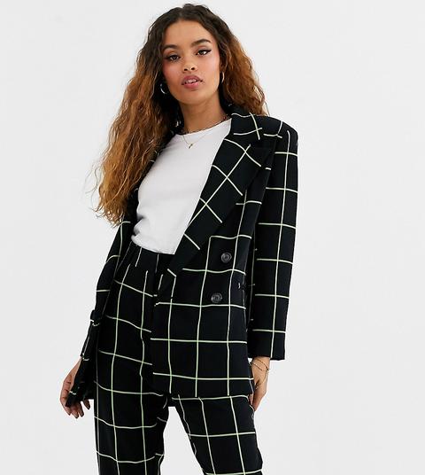 Asos Design Petite - Blazer Da Abito Fluo A Quadri - Multicolore