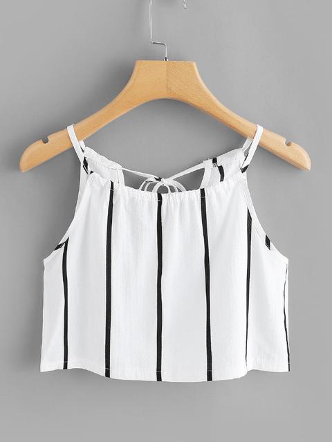 Top Cami Top Con Laccetti A Righe Verticali