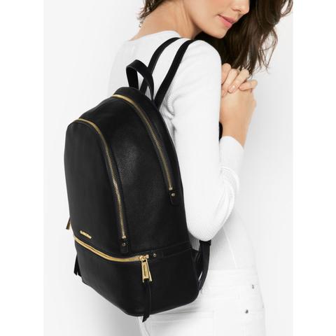 mk black leather backpack