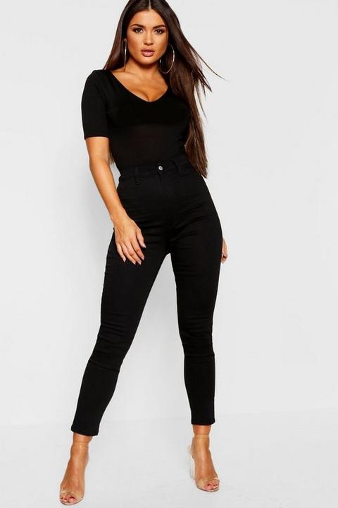 Womens Petite Super High Waist Stretch Skinny Jeans - Black - 4, Black