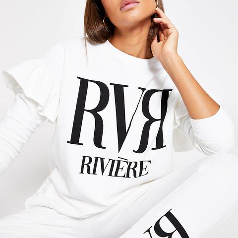 Cream Rvr Frill Shoulder Sweatshirt