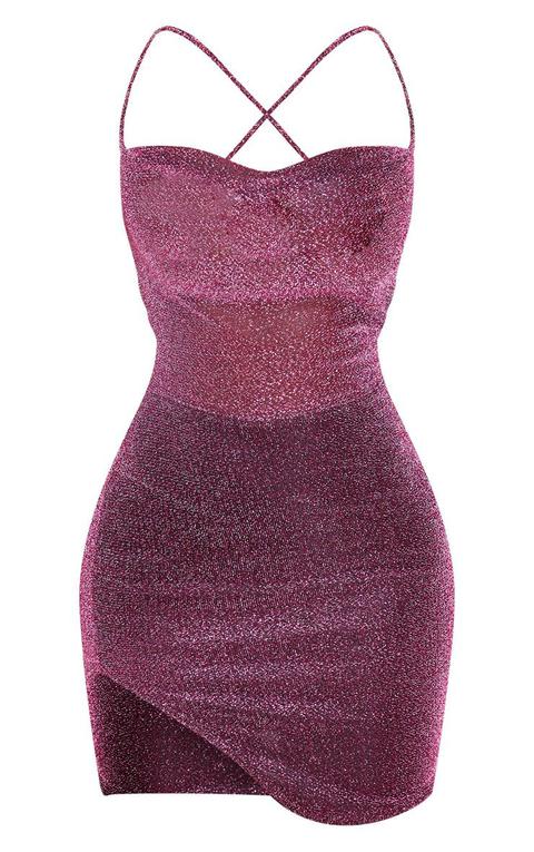 purple glitter bodycon dress