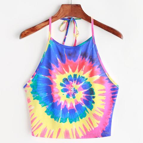 Top De Halter Con Estampado Tie Dye - Multicolor