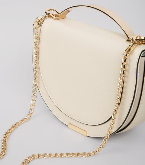 Nude Curve Metal Trim Shoulder Bag New Look