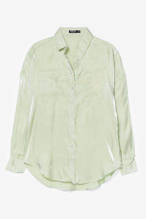 Chemise Oversize Effet Brillant À Toi De Briller - Vert - 38, Vert