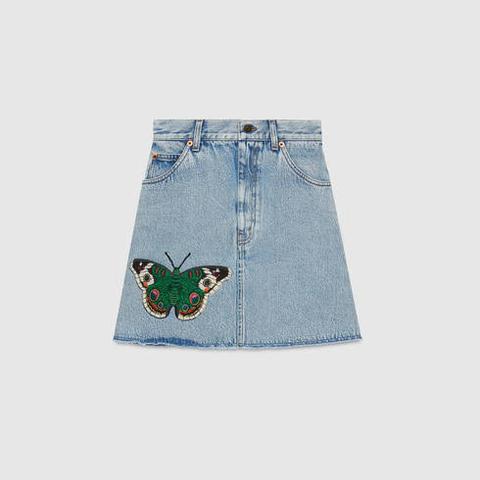 Gonna In Denim Ricamato