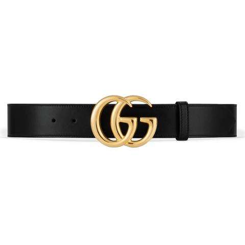 Gg Marmont Leather Belt With Shiny Buckle