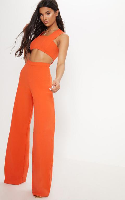 Orange Crepe Cut Out Jumpsuit