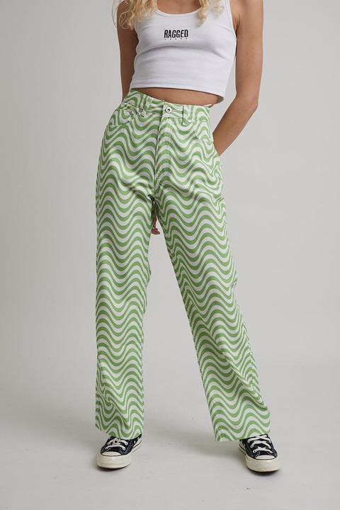 Wave Jean - White & Lime