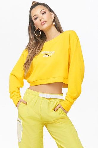 Forever 21 Reebok Classic Cropped Sweatshirt , Yellow