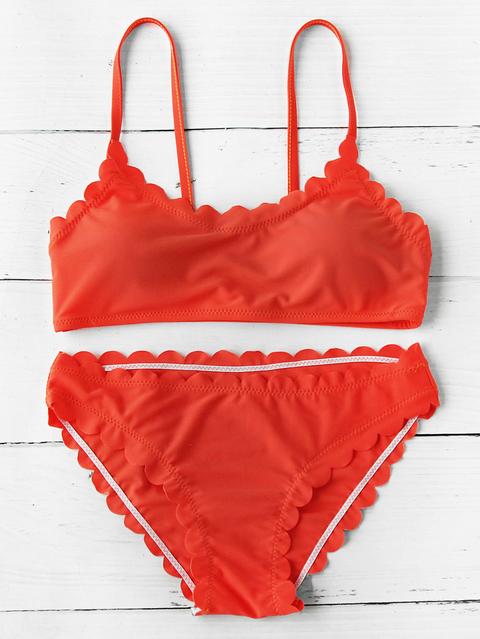 Scalloped Trim Bikini Set