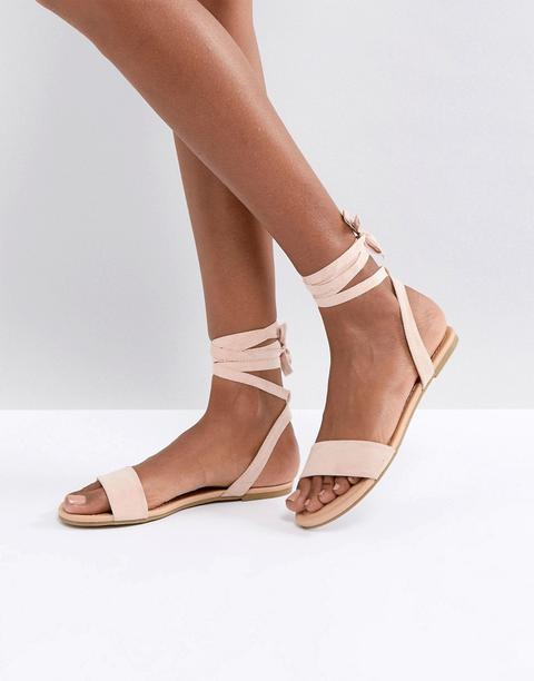 Asos - Fiola - Sandali Piatti Allacciati Alla Gamba - Beige