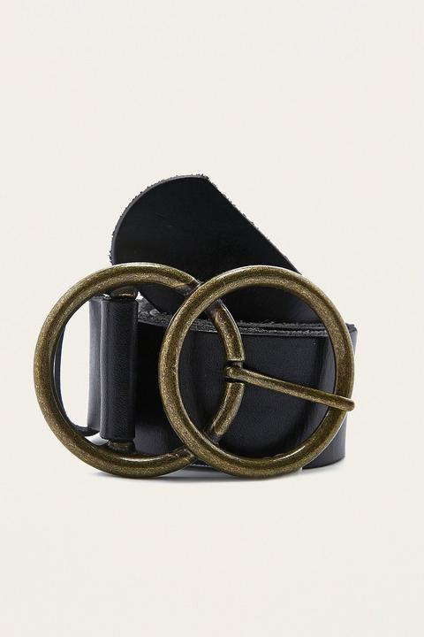 Leather Double Circle Buckle Belt - Womens L