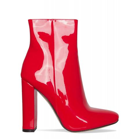 Mischa Red Patent Block Heel Ankle Boots