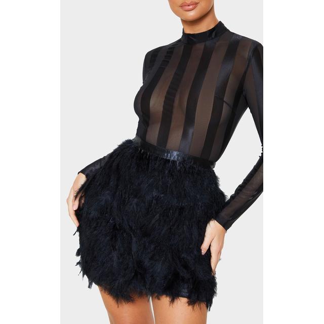 black feather skirt dress