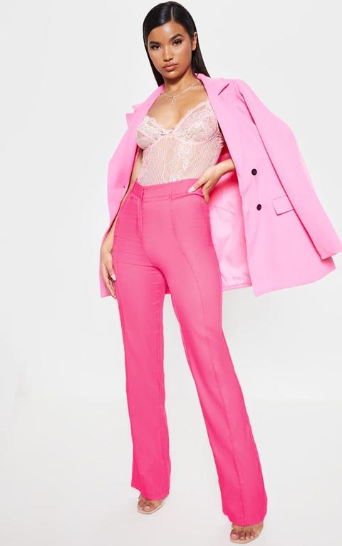 Anala Pink High Waisted Straight Leg Trousers