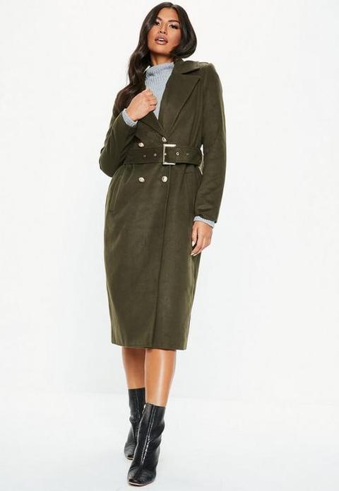 Khaki Belted Military Formal Coat, Kahki