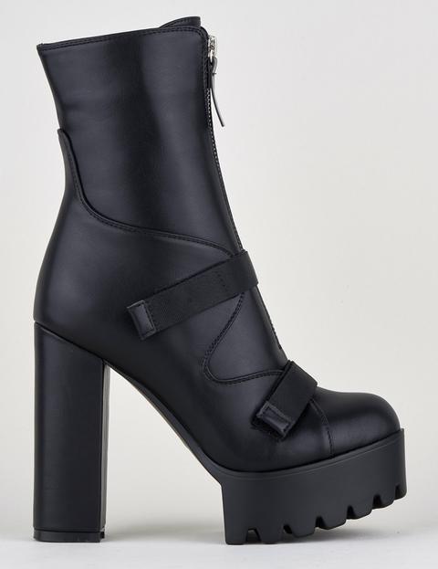 Disturbia Strap Black Platform Boots