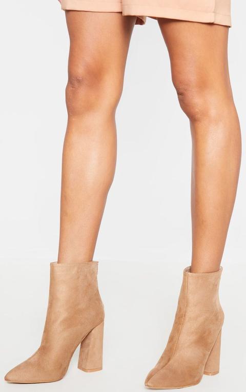 Tan Wide Fit Block Heel High Ankle Boot