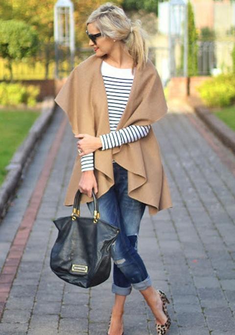 Camel Plain Irregular Turndown Collar Fashion Cotton Blend Coat