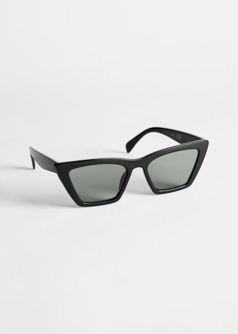 Angular Cat Eye Sunglasses - Black