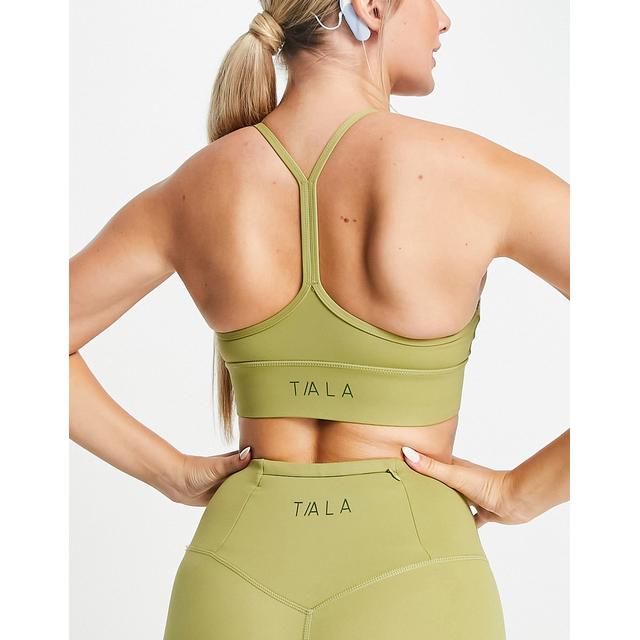 Tala Skinluxe Racer Medium Support Sports Bra In Cedar Green from ASOS on 21  Buttons