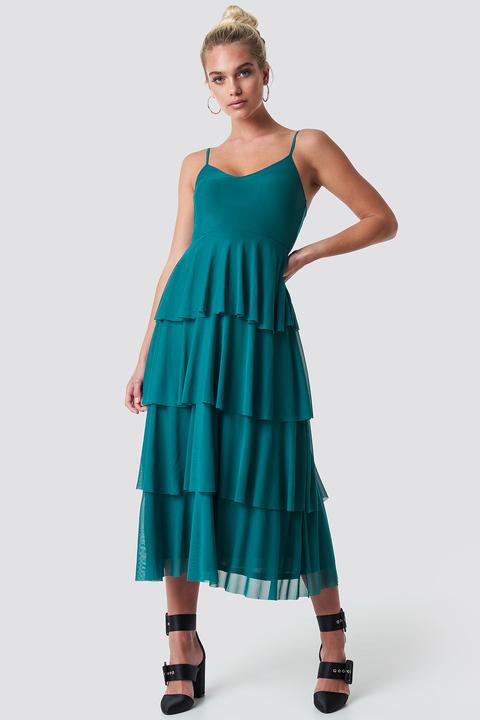 Na-kd Mesh Layered Slip Dress - Green