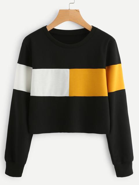 Contrast Panel Crop Sweatshirt