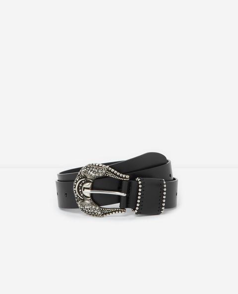 Ceinture Femme Cuir Noir Grosse Boucle