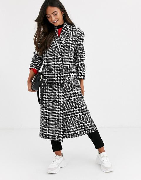 Asos Design Houndstooth Oversized Coat-multi