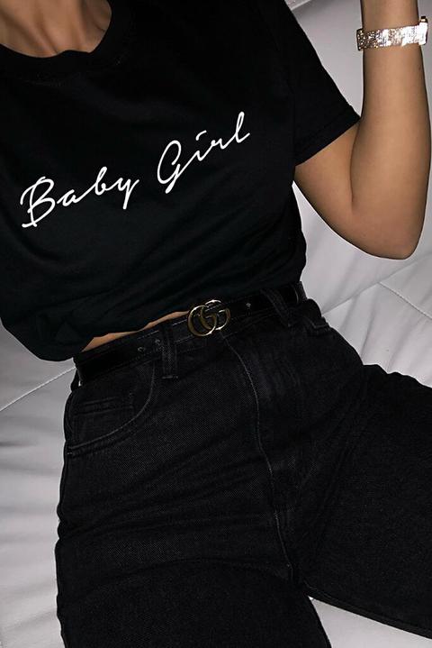 Black Baby Girl Slogan Oversized T