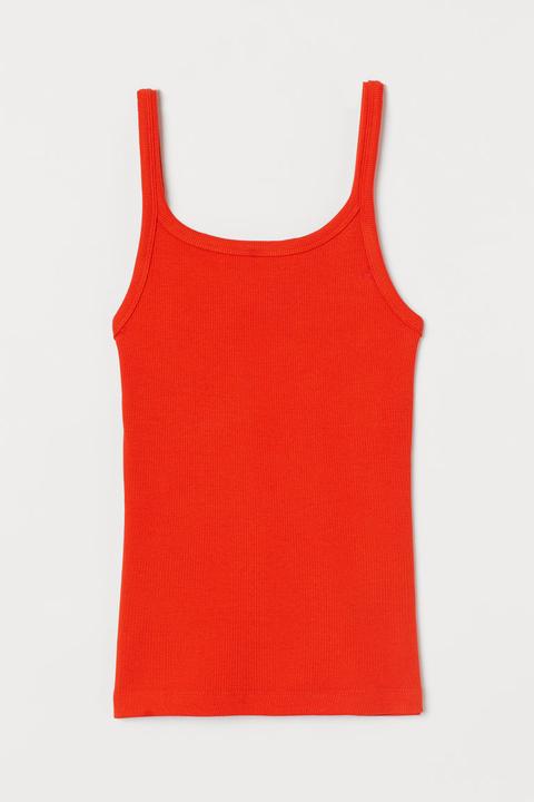 Camiseta De Tirantes En Canalé - Naranja