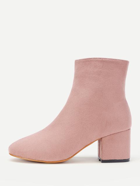 Side Zipper Chunky Heeled Ankle Boots