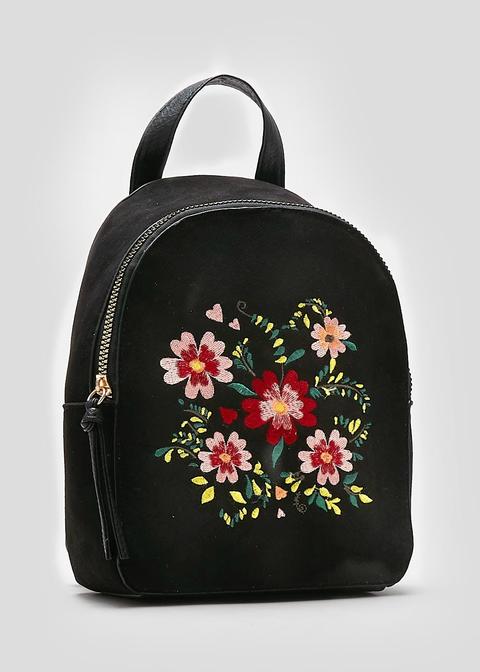 Girls Floral Embroidered Backpack